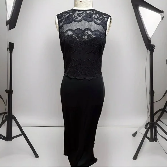 Nicole Bakti | Dresses | Black Maxi Lace Formal Party Cocktail Dress |  Poshmark